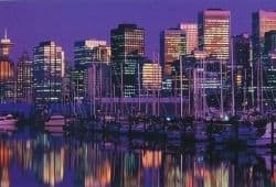 Marina at night with city skyline in the background - B2 First Speaking Part 2