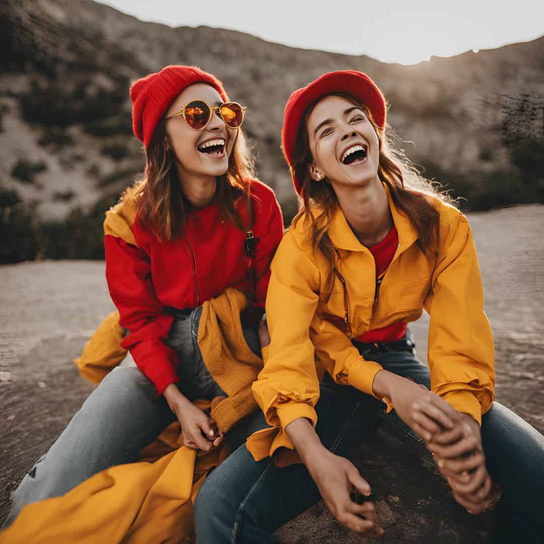 2 laughing girls sitting outside - Tone / Formality For Better Letters & Emails - C1 Advanced